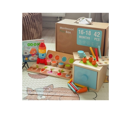 TOOKY TOY Box Pudełko XXL Montessori Edukacyjne 7w1 Sensoryczne 16-18 Mies.