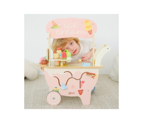 CLASSIC WORLD Drewniana Lodziarnia 3w1 Wózek 40 el.