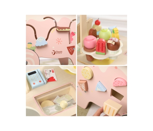 CLASSIC WORLD Drewniana Lodziarnia 3w1 Wózek 40 el.