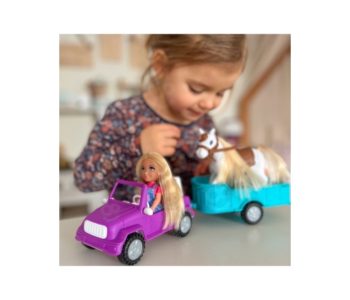 WOOPIE ROYAL Lalka Niki Zestaw z Koniem Samochodem i Przyczepą