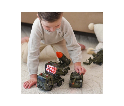 WOOPIE Zestaw Pojazdów Wojskowych z Wyrzutnią Czołg Helikopter 4SZT Skala 1:20