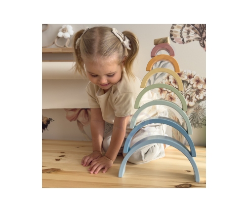 TOOKY TOY Pastelowa Układanka Drewniane Klocki Montessori Tęcza