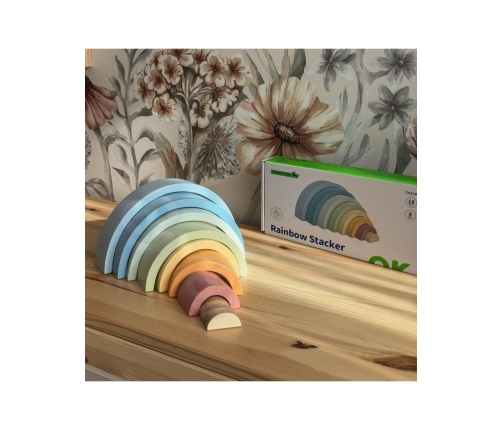 TOOKY TOY Pastelowa Układanka Drewniane Klocki Montessori Tęcza