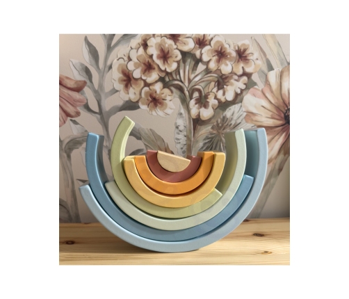 TOOKY TOY Pastelowa Układanka Drewniane Klocki Montessori Tęcza