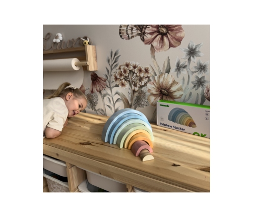 TOOKY TOY Pastelowa Układanka Drewniane Klocki Montessori Tęcza