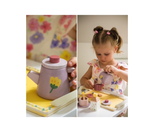 CLASSIC WORLD Drewniany Zestaw do Herbaty i Deserów 14 el.