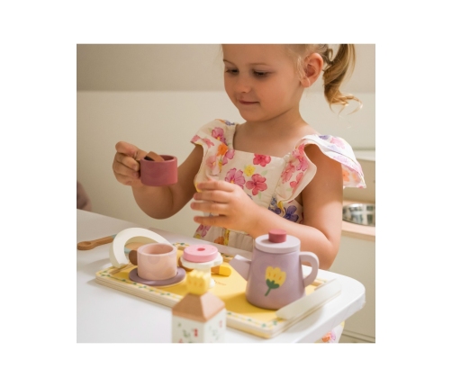 CLASSIC WORLD Drewniany Zestaw do Herbaty i Deserów 14 el.