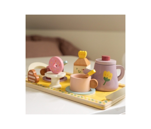 CLASSIC WORLD Drewniany Zestaw do Herbaty i Deserów 14 el.