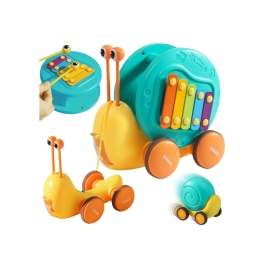 WOOPIE Ślimak do Ciągnięcia 4w1 Cymbałki Zębatki Sensoryczne Wyrzutnia + Małe Autko WOOPIE Ślimak do Ciągnięcia 4w1 Cymbałki Zębatki Sensoryczne Wyrzutnia + Małe Autko