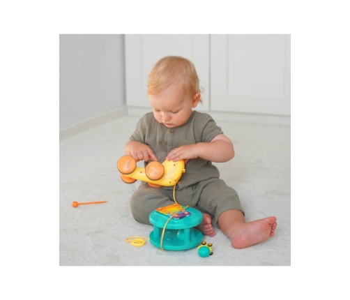 WOOPIE Ślimak do Ciągnięcia 4w1 Cymbałki Zębatki Sensoryczne Wyrzutnia + Małe Autko