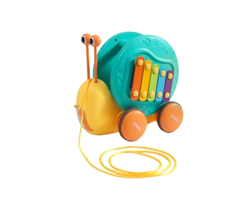 WOOPIE Ślimak do Ciągnięcia 4w1 Cymbałki Zębatki Sensoryczne Wyrzutnia + Małe Autko