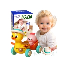 WOOPIE BABY Żółta Kaczuszka z Różowym Króliczkiem w Przyczepce do Ciągnięcia