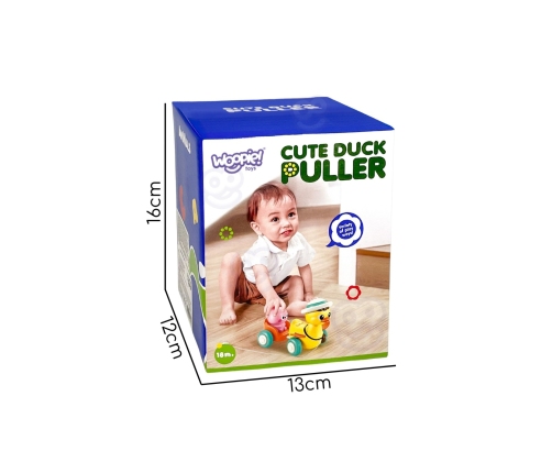 WOOPIE BABY Żółta Kaczuszka z Różowym Króliczkiem w Przyczepce do Ciągnięcia