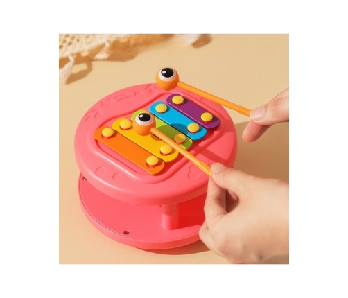 WOOPIE Ślimak do Ciągnięcia 4w1 Cymbałki Zębatki Sensoryczne Wyrzutnia + Małe Autko