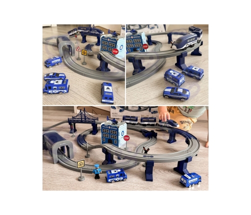 WOOPIE Electric Train Car Track Police Station Helicopter Cars 92 pcs.