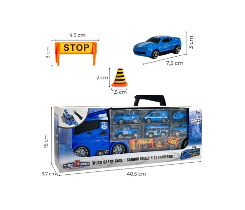WOOPIE Zestaw Cieżarówka Transporter 3w1 Niebieski Policja