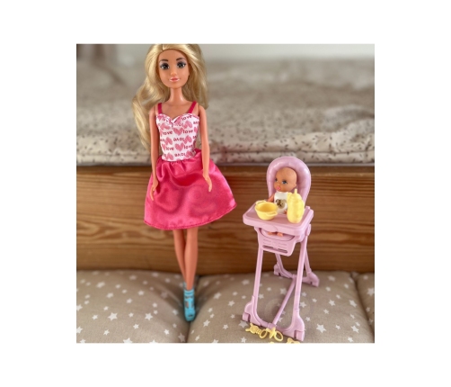 WOOPIE ROYAL Lalka Lily Bobas Krzesełko do Karmienia Zestaw Akcesoria