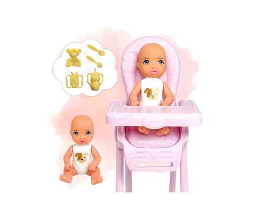 WOOPIE ROYAL Lalka Lily Bobas Krzesełko do Karmienia Zestaw Akcesoria