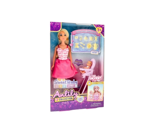 WOOPIE ROYAL Lalka Lily Bobas Krzesełko do Karmienia Zestaw Akcesoria