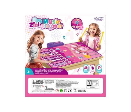 WOOPIE Duża Mata Muzyczna 2w1 Perkusja Interaktywna Pianino
