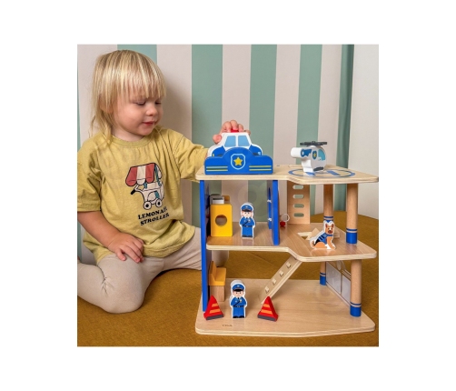 VIGA Drewniany Komisariat Policji Radiowóz 3 poziomy 14 el