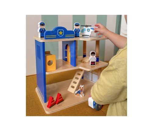 VIGA Drewniany Komisariat Policji Radiowóz 3 poziomy 14 el