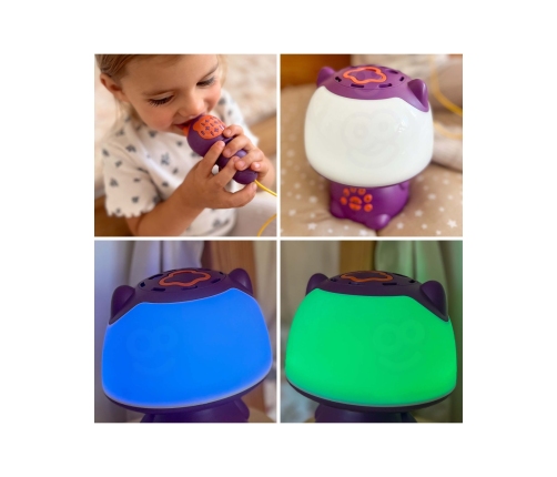 WOOPIE Multifunkcyjna Lampka RGB Głośnik Bluetooth Karaoke Modulator Głosu Karta SD AUX Fioletowa