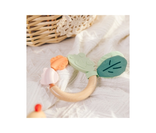 CLASSIC WORLD Drewniana Grzechotka Sensoryczna Gryzak 2w1