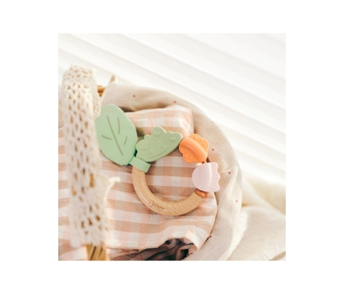 CLASSIC WORLD Drewniana Grzechotka Sensoryczna Gryzak 2w1