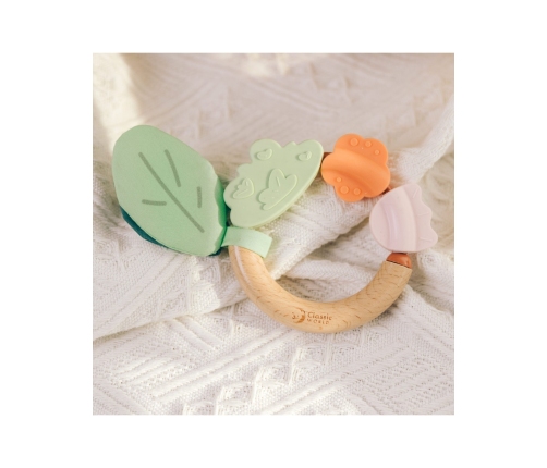 CLASSIC WORLD Drewniana Grzechotka Sensoryczna Gryzak 2w1