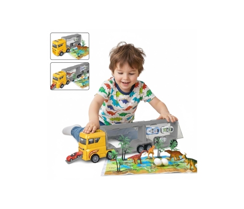 WOOPIE Ciężarówka Transporter 2w1 Zestaw Dinozaurów + Makieta