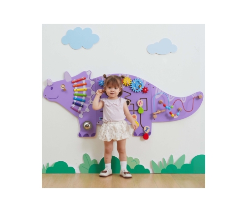 VIGA Drewniana Tablica Sensoryczna-Manipulacyjna EDU Triceratops