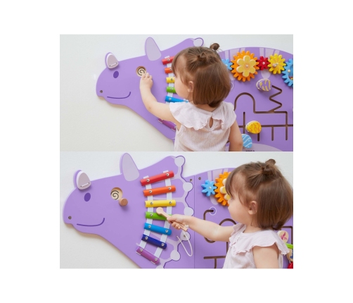 VIGA Drewniana Tablica Sensoryczna-Manipulacyjna EDU Triceratops