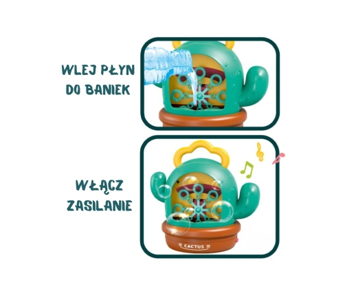 WOOPIE Kaktusowa Elektryczna Maszyna Do Bąbelków Efekty Dźwiękowe i Świetlne