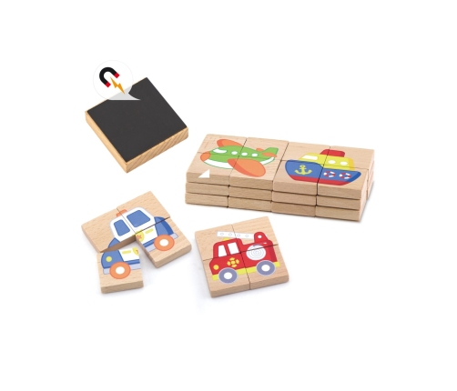 Viga Układanka drewniana puzzle magnetyczne - pojazdy Certyfikat FSC