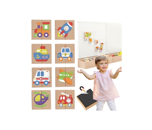 Viga Układanka drewniana puzzle magnetyczne - pojazdy Certyfikat FSC