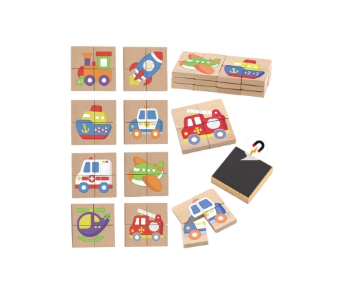 Viga Układanka drewniana puzzle magnetyczne - pojazdy Certyfikat FSC