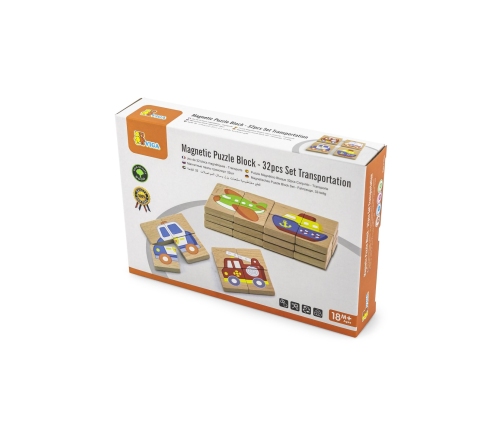 Viga Układanka drewniana puzzle magnetyczne - pojazdy Certyfikat FSC