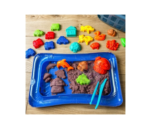 WOOPIE Piasek Kinetyczny 0,8 kg Zestaw w Koszyku z Foremkami + Basen