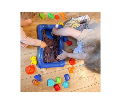 WOOPIE Piasek Kinetyczny 0,8 kg Zestaw w Koszyku z Foremkami + Basen