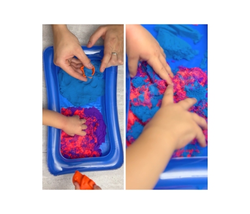 WOOPIE Piasek Kinetyczny 0,8 kg Zestaw w Koszyku z Foremkami + Basen