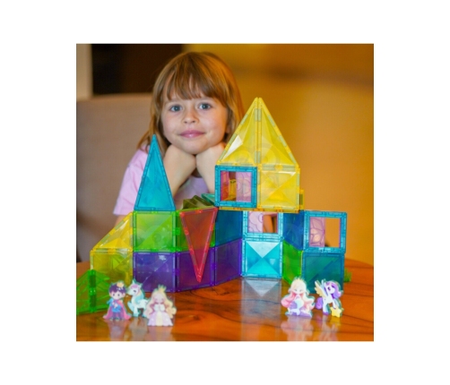 WOOPIE Klocki Magnetyczne Konstrukcyjne 3D Zestaw Edukacyjny Bajkowy Zamek 55el.