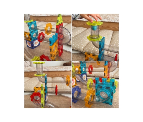 WOOPIE Klocki Magnetyczne Konstrukcyjne 3D Zestaw Edukacyjny Tor Kulkowy 113 el.