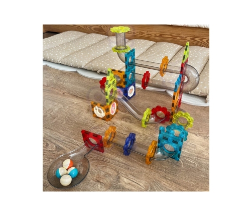 WOOPIE Klocki Magnetyczne Konstrukcyjne 3D Zestaw Edukacyjny Tor Kulkowy 113 el.