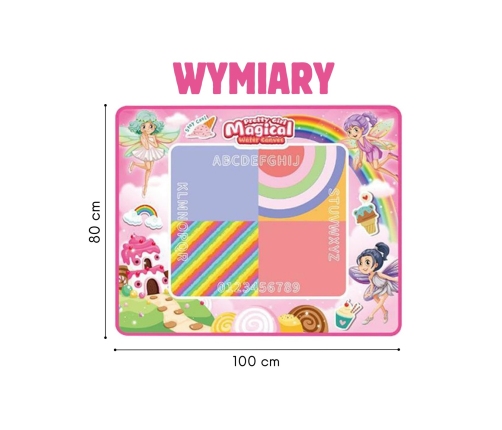WOOPIE Mata Wodna do Malowania XXL 100x80cm Wróżki Różowa