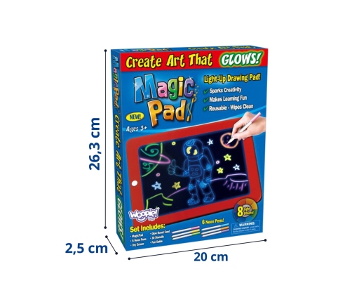 WOOPIE Magiczny Tablet Graficzny do Rysowania Neonowe Kolory