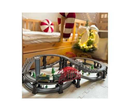 WOOPIE Nowoczesna Kolejka Elektryczna Tor XXL Lokomotywa Cargo Zestaw 128 el.