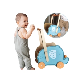 VIGA PolarB Drewniany Wózek 2w1 Chodzik Pchacz Słonik