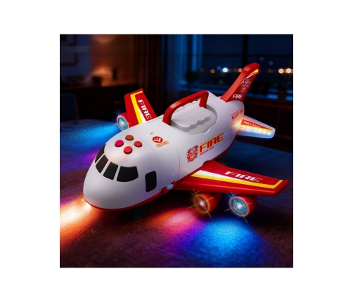 WOOPIE Samolot Rozkładany Transporter Straż Pożarna z 3 Autami Strażackimi Zestaw XL Znaki Drogowe