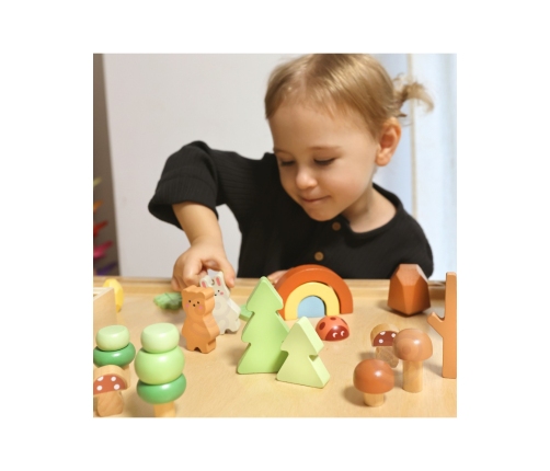 TOOKY TOY Zestaw Leśny Układanka w Stosy Klocki Figurki